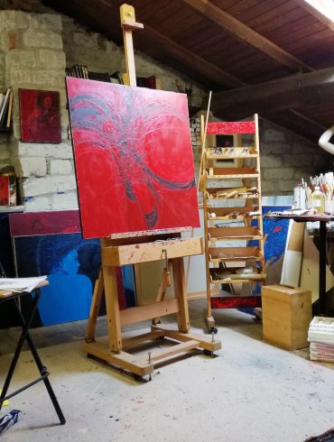 Nell'atelier di Camillo Francia. Cavalletto e tela