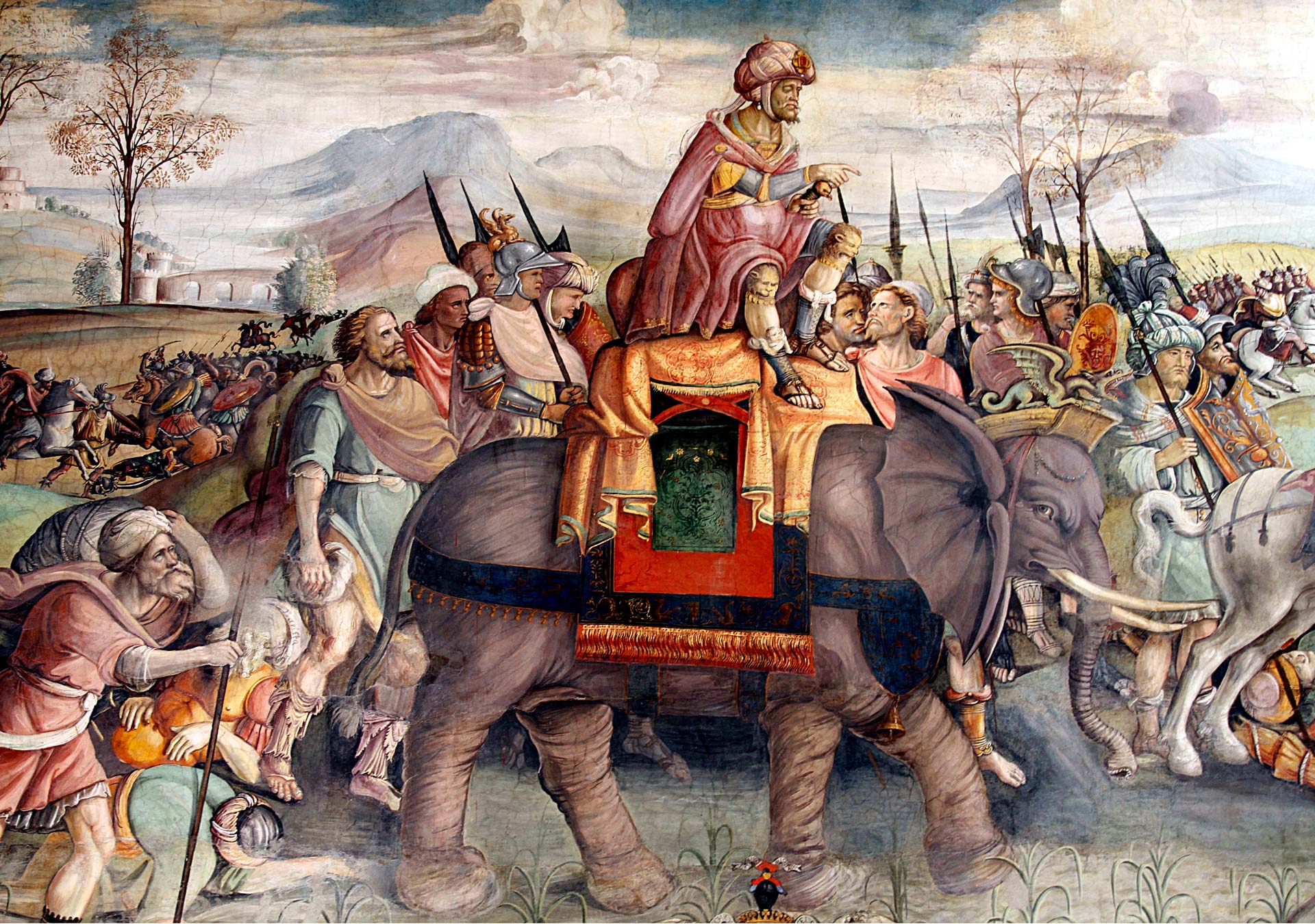Annibale in Italia, affresco di Jacopo Ripanda, Palazzo dei Conservatori, Roma.